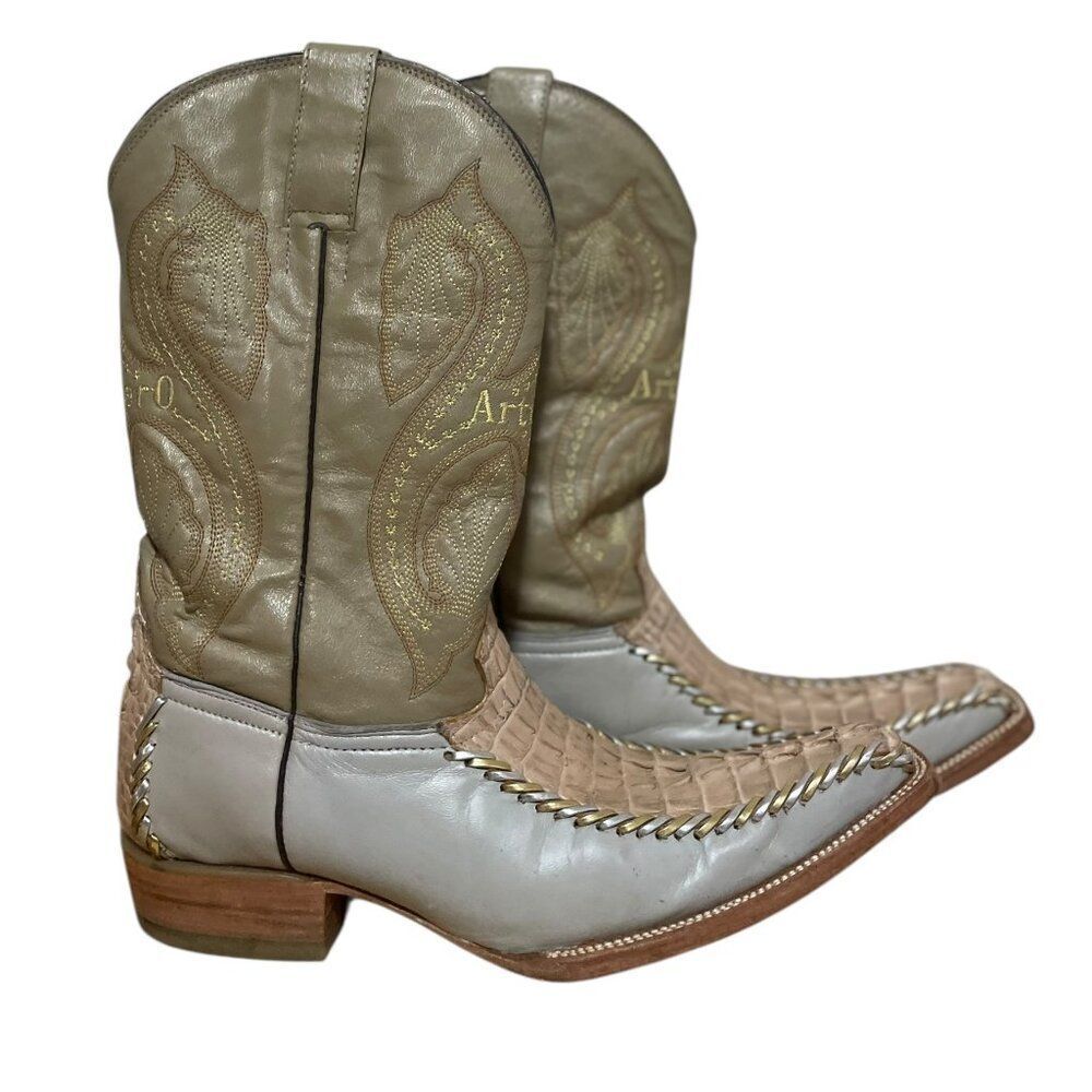 Vintage Botas Artillero Country Western Leather Cowboy Boots Men's Sz 28.5